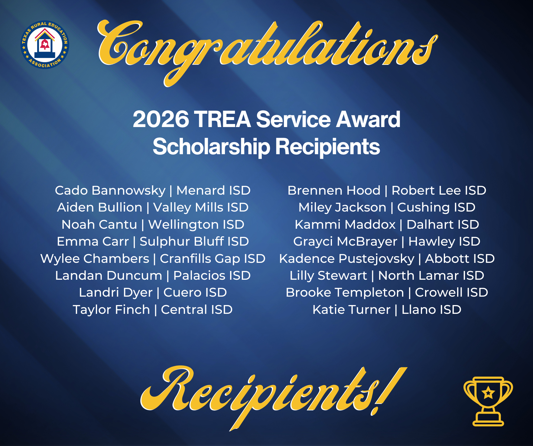 2026 TREA scholarship recipients